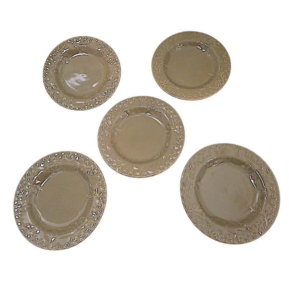 5 Home Grown Riviera Van Beer Stoneware Five 6" Cake Plate Mustard Green Vintage - Picture 4 of 11